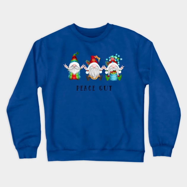 Gnome Christmas - Peace Sign Gnomes Celebrating Holidays Crewneck Sweatshirt by Skeedabble